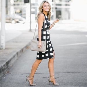 Gingham Bi-Stretch Sheath Dress